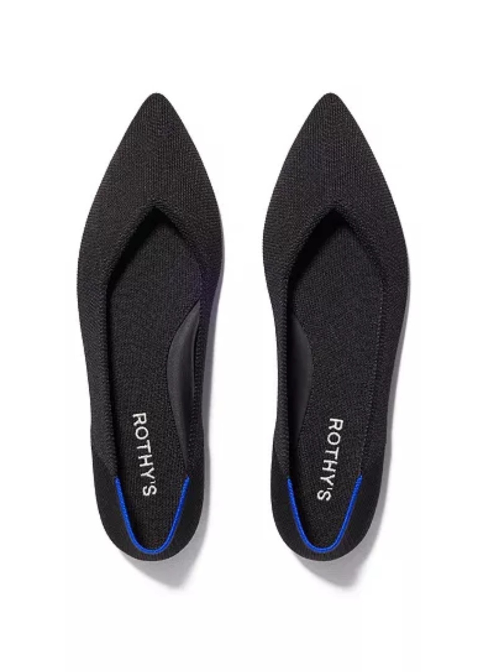 Rothy’s Women's Point II Ballet Flats Shoes Black Knit Slip On Sz 9.5